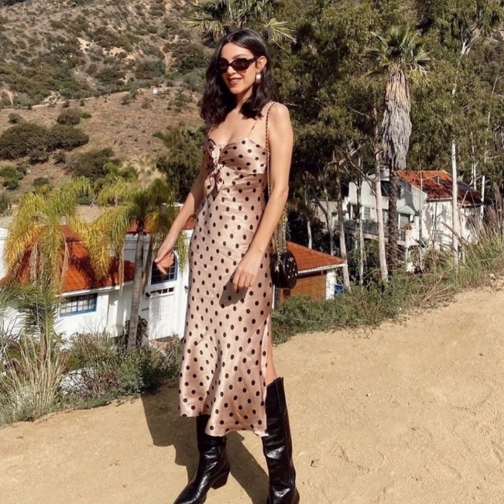 Polka dot silk dress